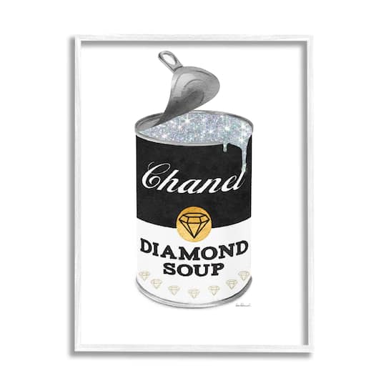 Stupell Industries Traditional Condensed Soup Can Glam Fashion Pop Black Framed Wall Art